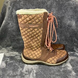 Patagonia Sable Brown Leather Faux Fur Lined Winter Snow Boots Chukka Women 8